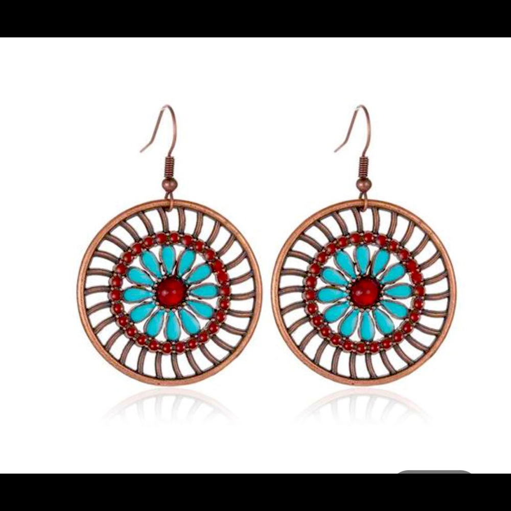 BOHO Retro Flower Round Hollow Beaded Earrings